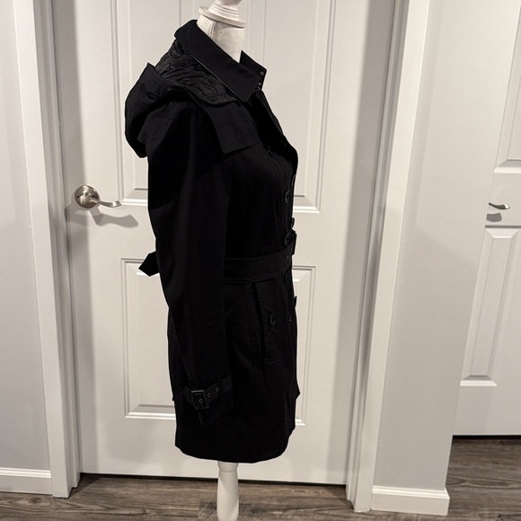 Burberry Lined Quilted Black Belted Trench Coat With Detachable Hood Liner Sz 6 - Picture 8 of 16